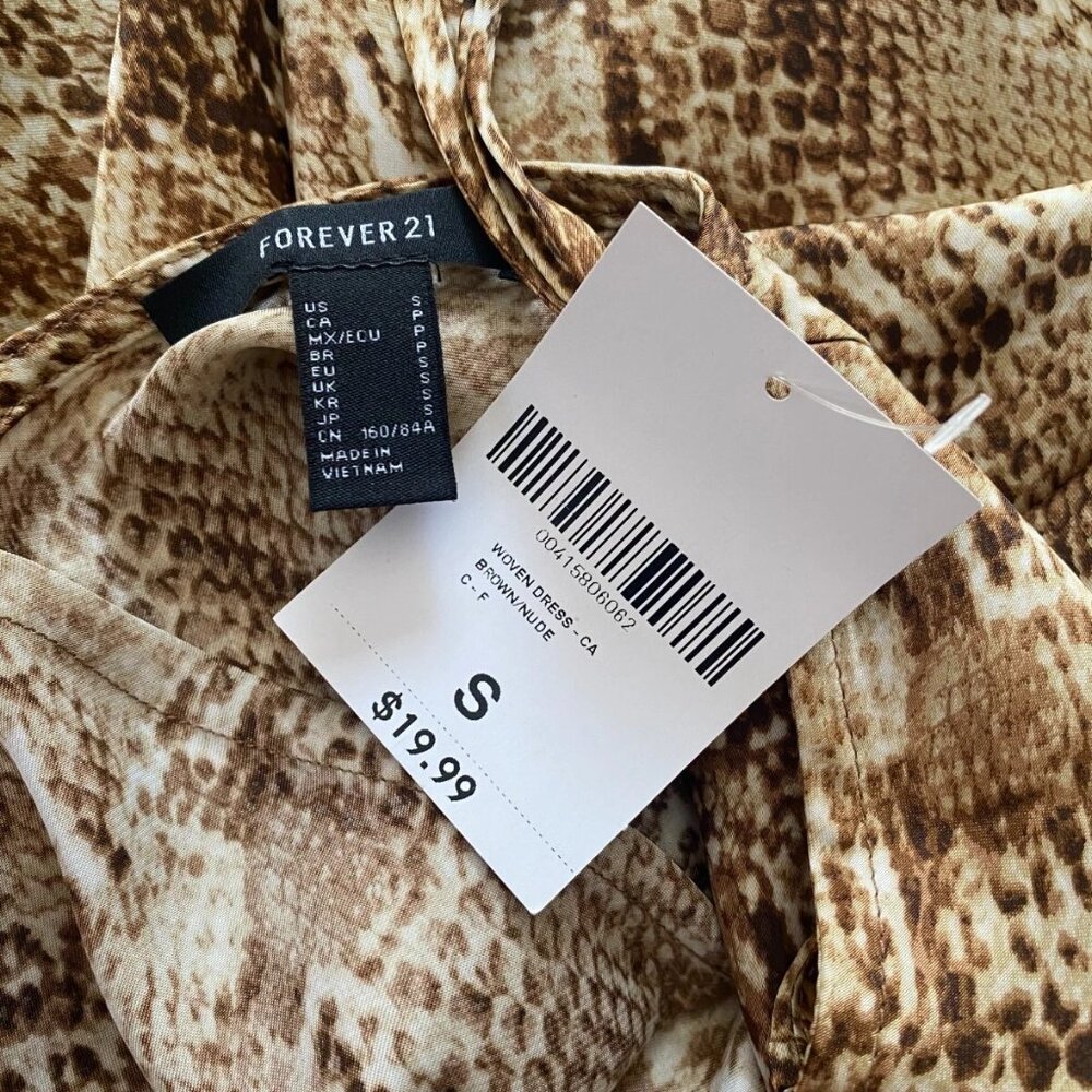 Forever 21 Snake Print Silky Cowl Neck Slinky Handkerchief Slip Dress *SMALL* - Picture 6 of 6